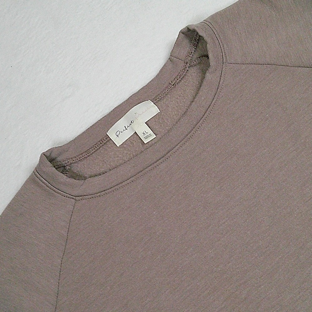 Perfect Peach Raglan Sleeve Sweatshirt Taupe Mauve‎ Crew Neck Fleece Pullover XL